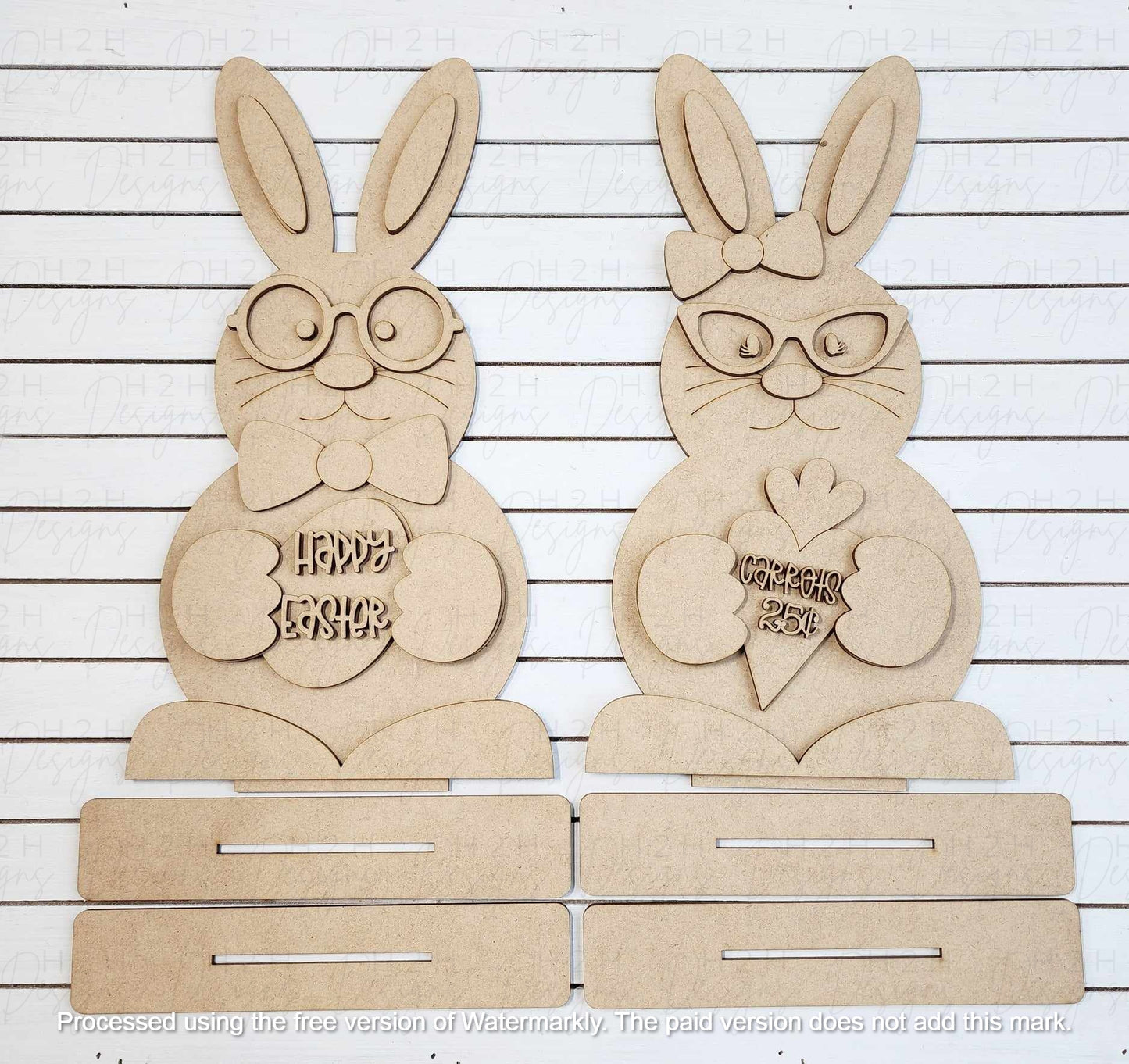 Happy Easter Bunny Couple Shelf Sitter