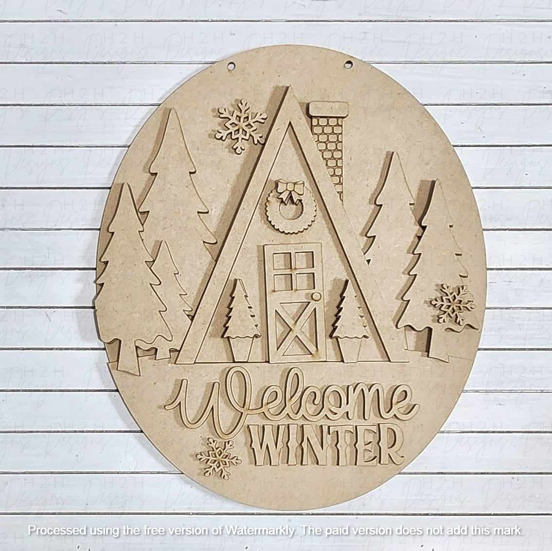 Winter Cabin Hanging Sign