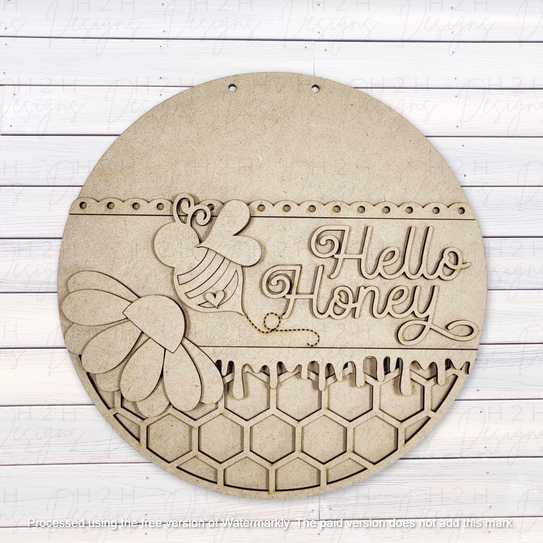 Hello Honey Hanging Sign