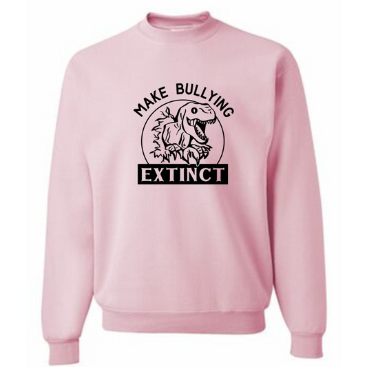 Make Bullying Extinct Pink Crewneck - Adult
