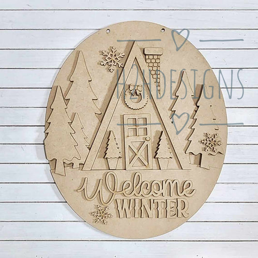 Winter Cabin Door Sign Kit