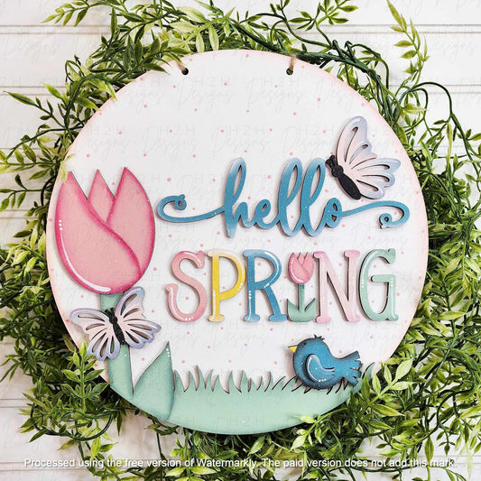 Hello Spring Hanging Sign