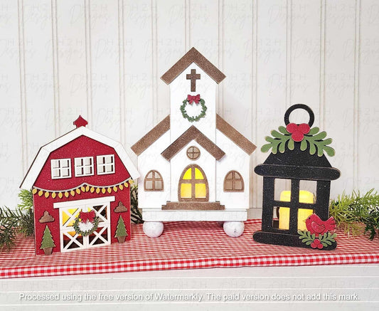Country Christmas Votive Holders
