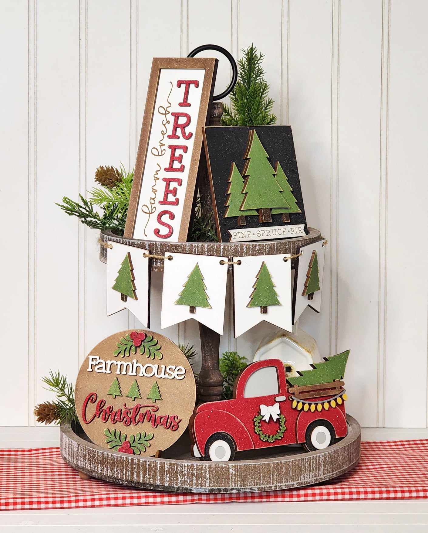 Farmhouse Christmas Tiered Tray DIY Kit