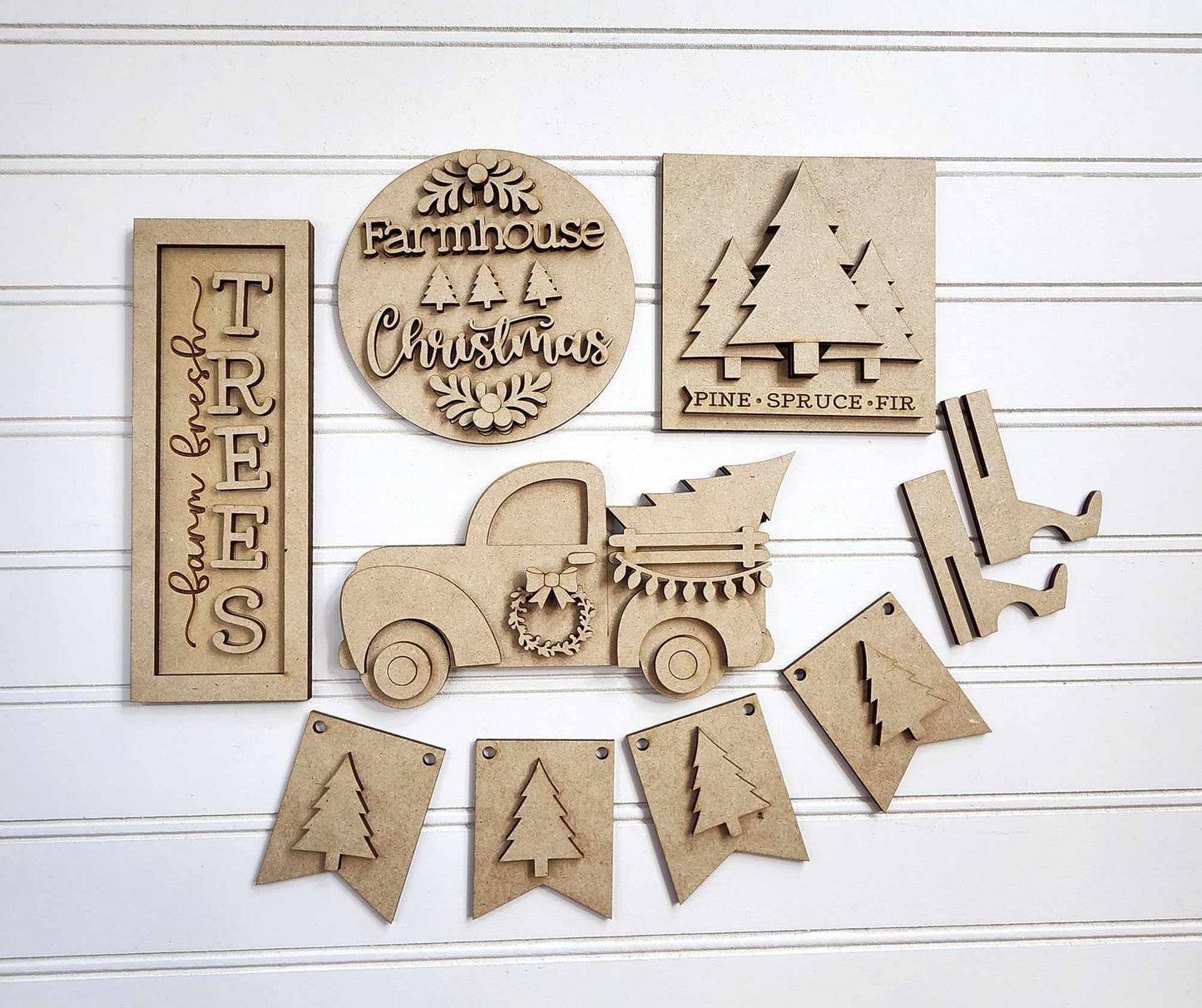 Farmhouse Christmas Tiered Tray DIY Kit