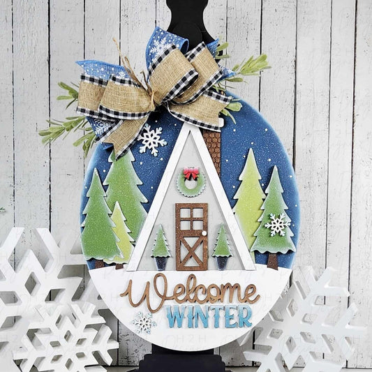 Winter Cabin Hanging Sign