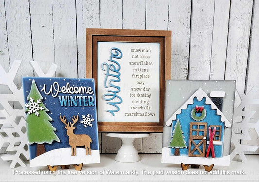Winter Cabin Trio Signs