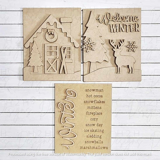 Winter Cabin Trio Set