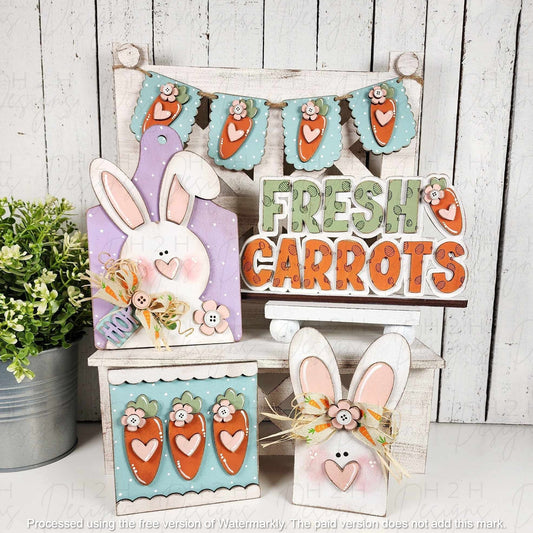 Bunnies and Carrots Decor Set