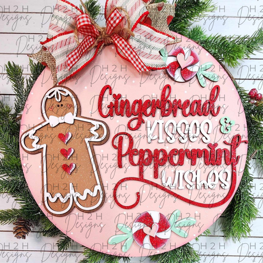 Gingerbread Kisses & Peppermint Wishes Door Hanger