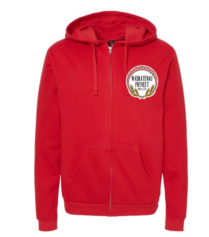 Red Full Zipper Adult Hoodie