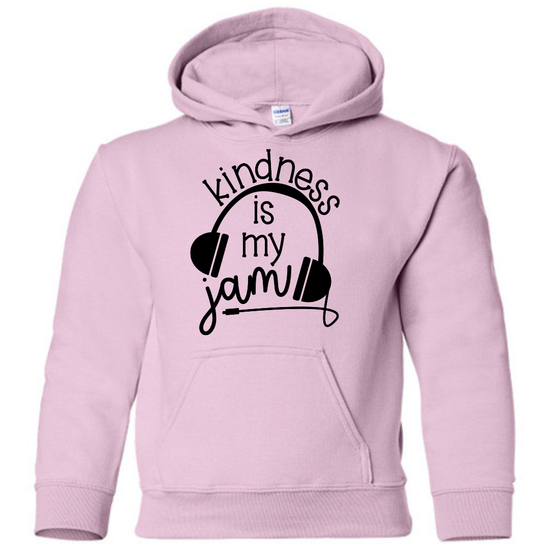 Kindness Is My Jam Pink Hoodie - Youth