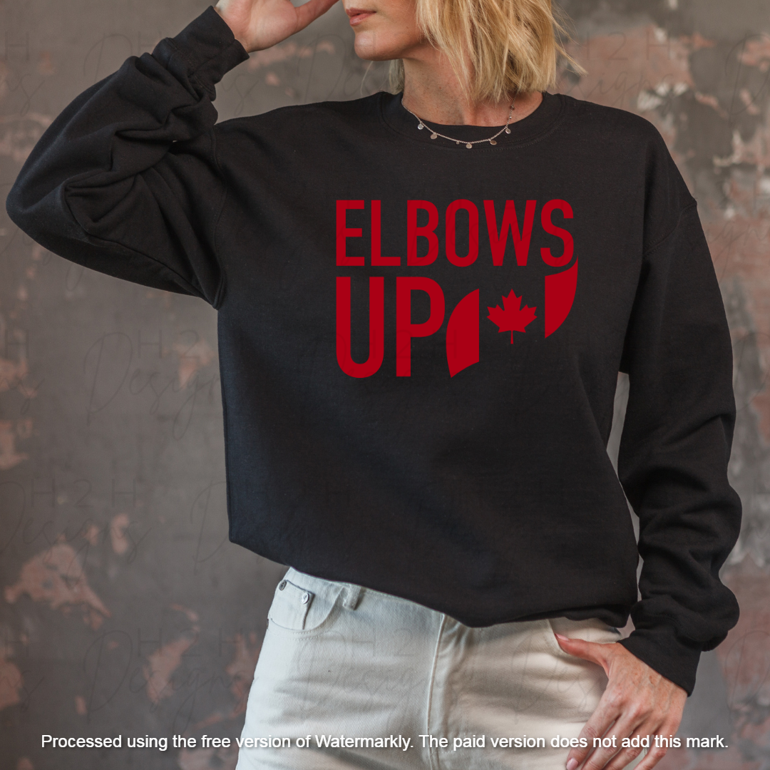Black Elbows Up with Flag Crewneck