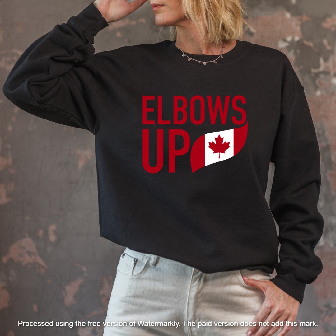Black Elbows Up with Flag Crewneck