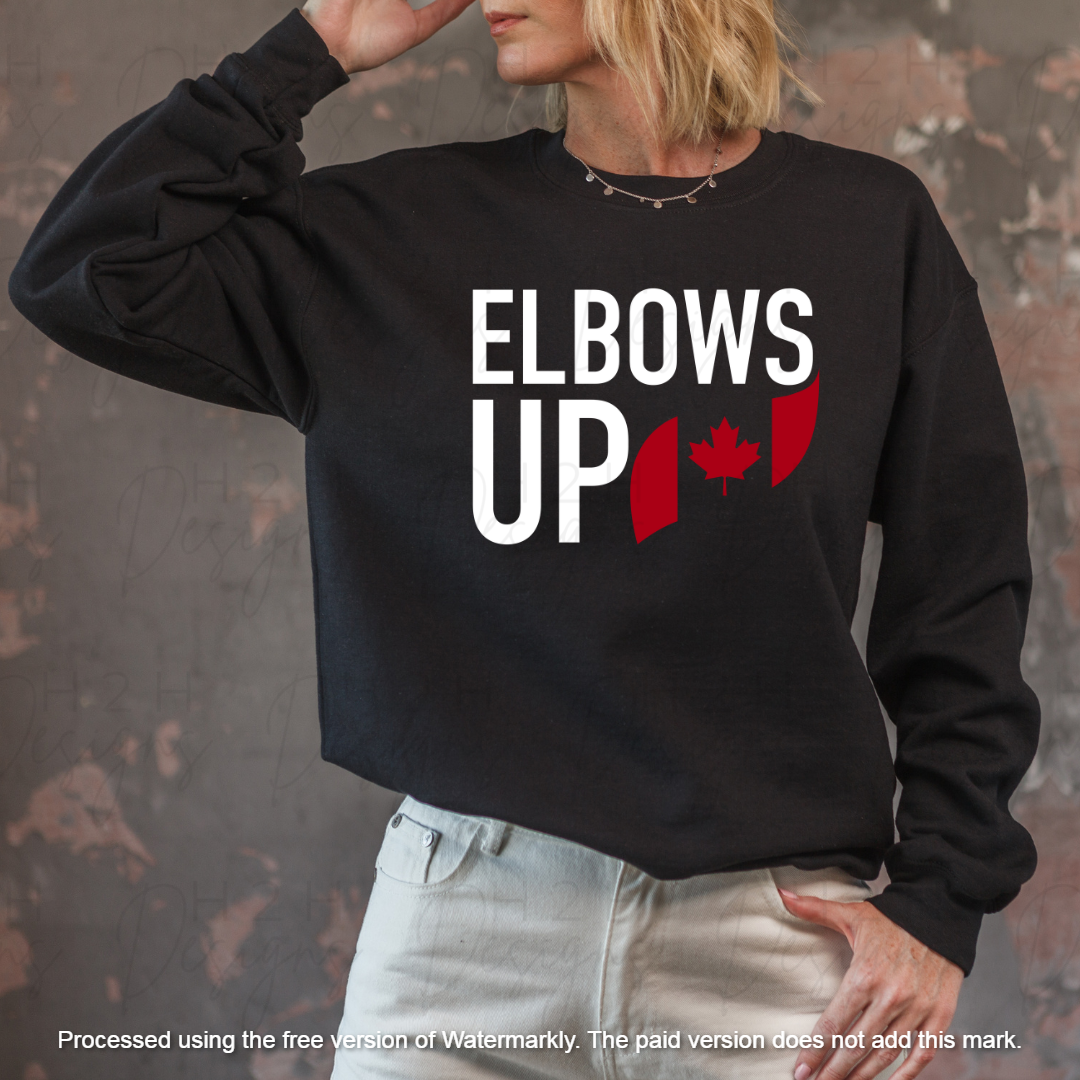 Black Elbows Up with Flag Crewneck