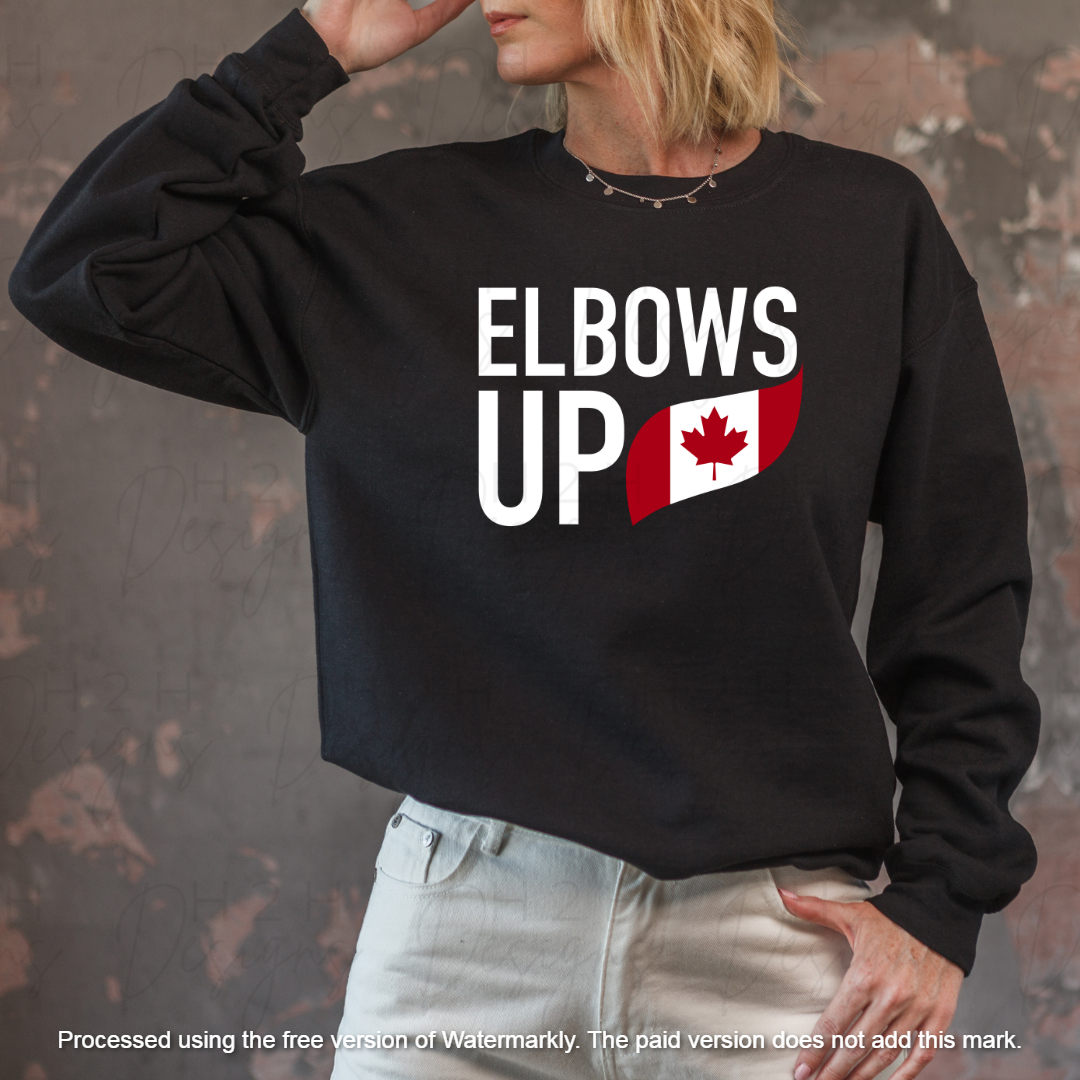 Black Elbows Up with Flag Crewneck