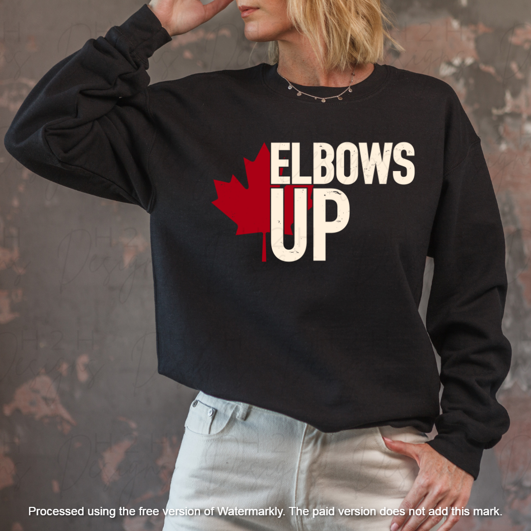Black Elbows Up with Maple Leaf Crewneck