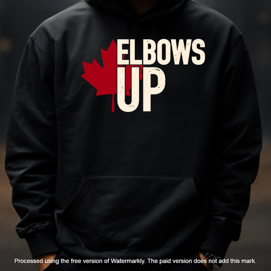 Black Elbows Up with Maple Leaf Hoodie