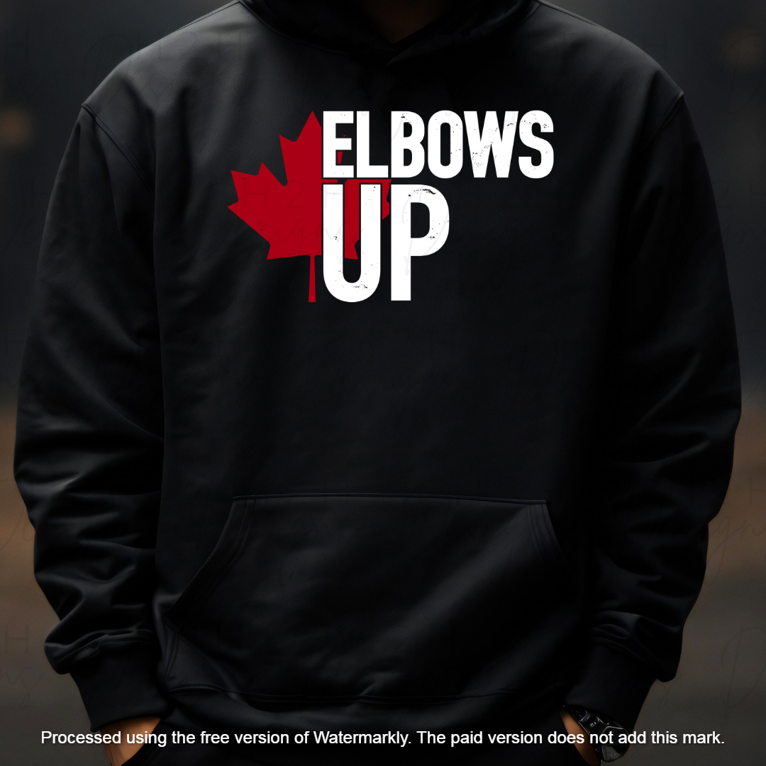 Black Elbows Up with Maple Leaf Hoodie