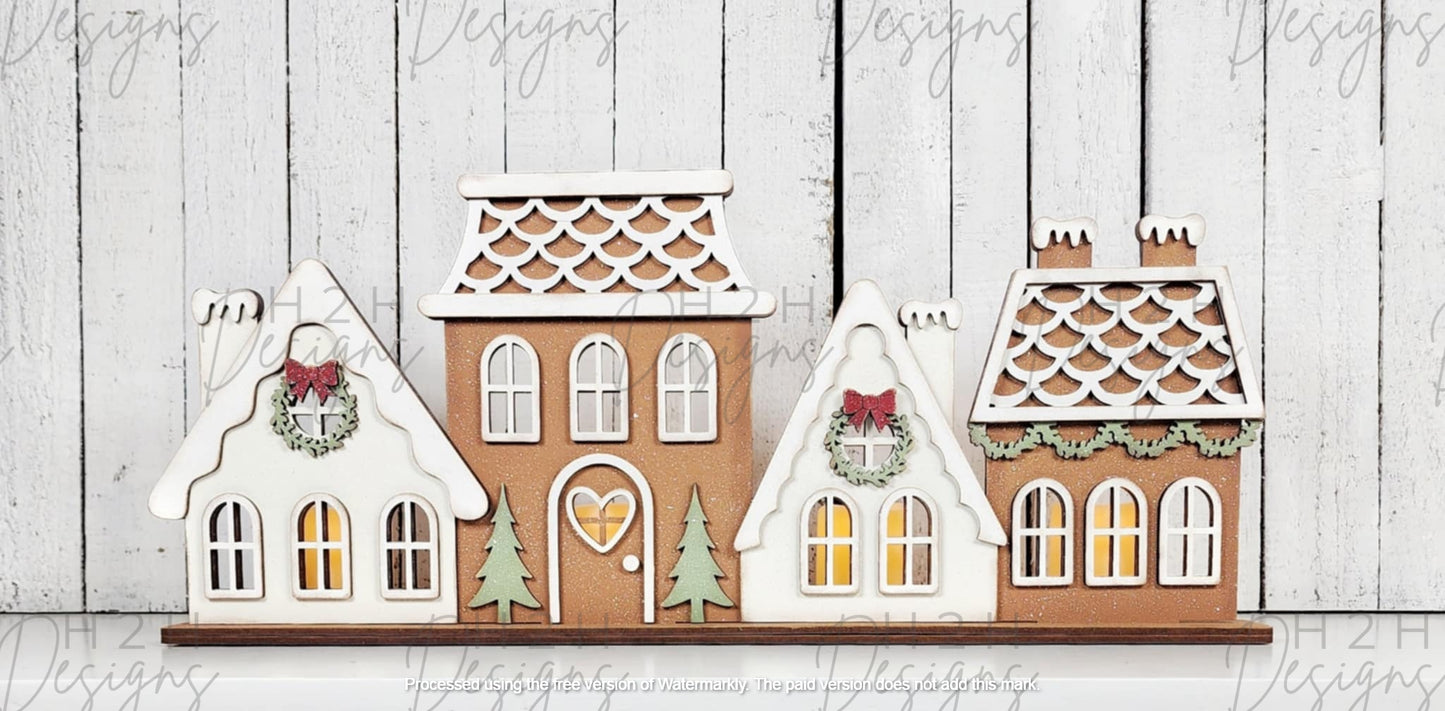 Vintage Gingerbread Village Shelf Sitter Votive Holder