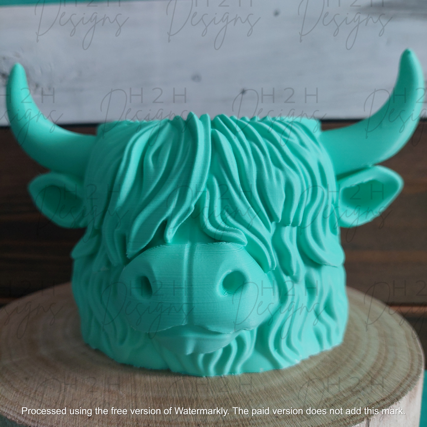 Highland Cow Planter - Seafoam Green Matte