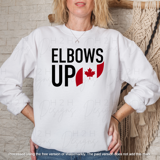 White Elbows Up with Flag Crewneck