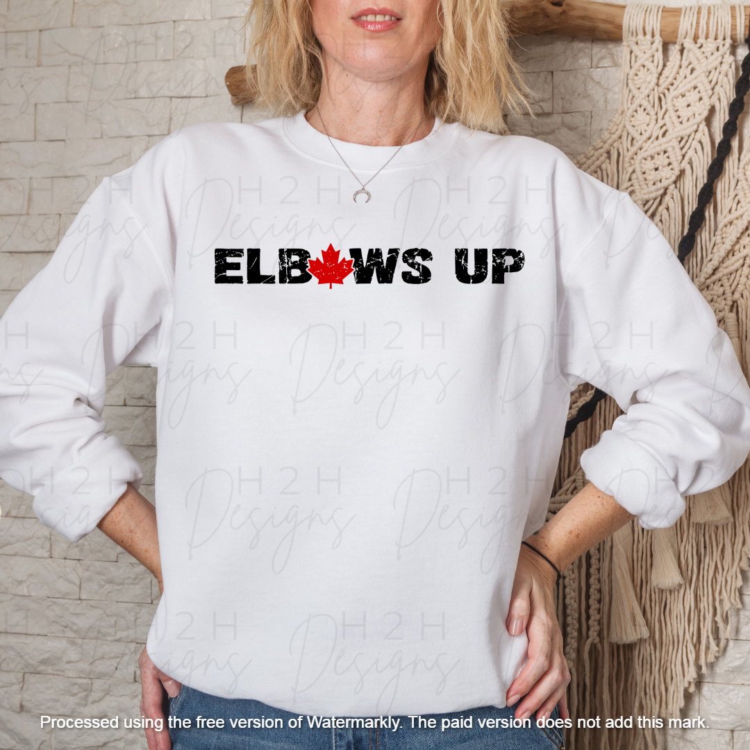 White Elbows Up Crewneck