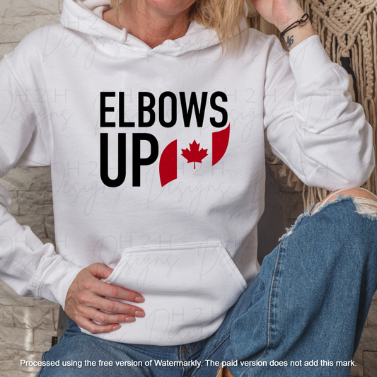 White Elbows Up with Flag Hoodie