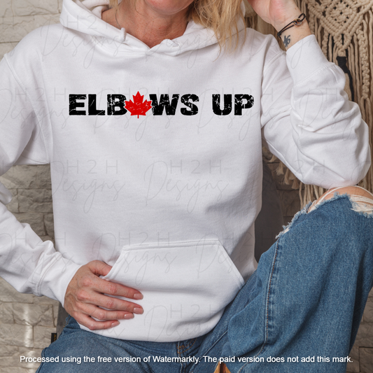 White Elbows Up Hoodie